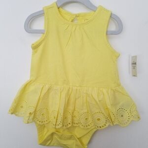 Yellow Eyelet Ruffle Baby Bodysuit